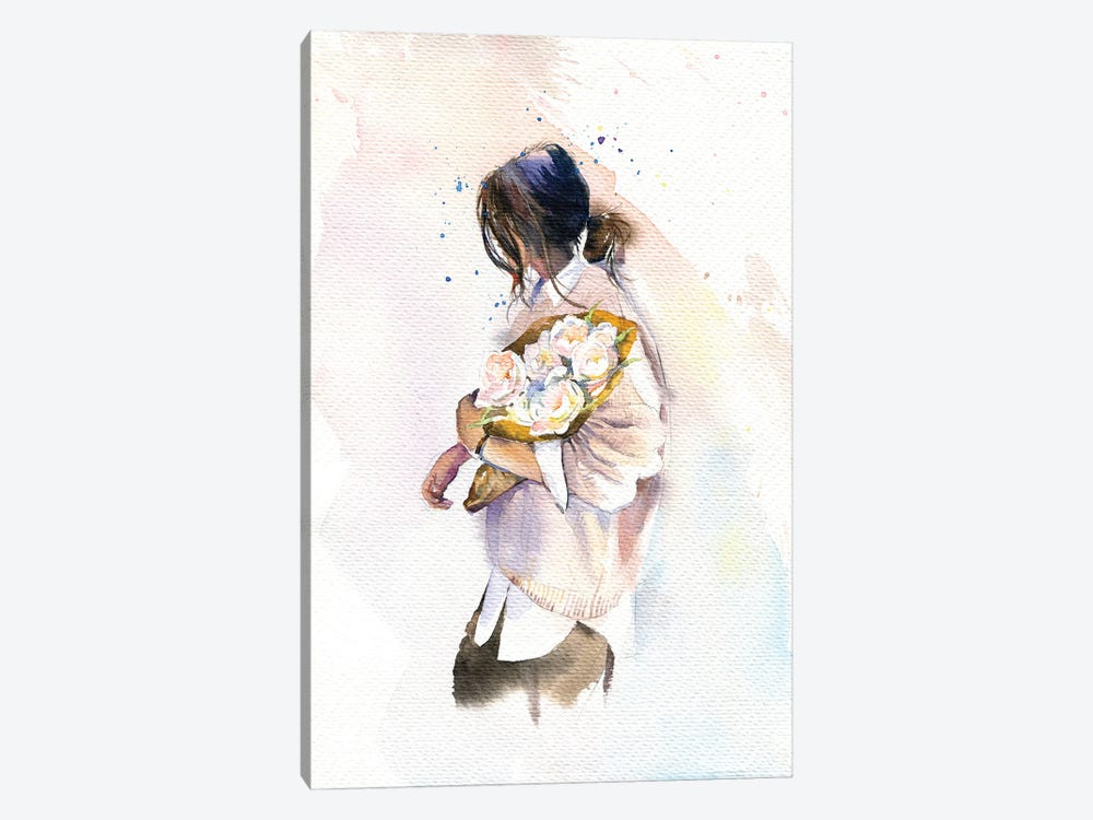 Girl With Flowers by Marina Ignatova 1-piece Canvas Print
