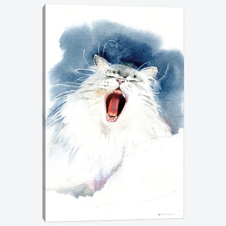 Yawning Cat Canvas Print #IGN88} by Marina Ignatova Canvas Art Print