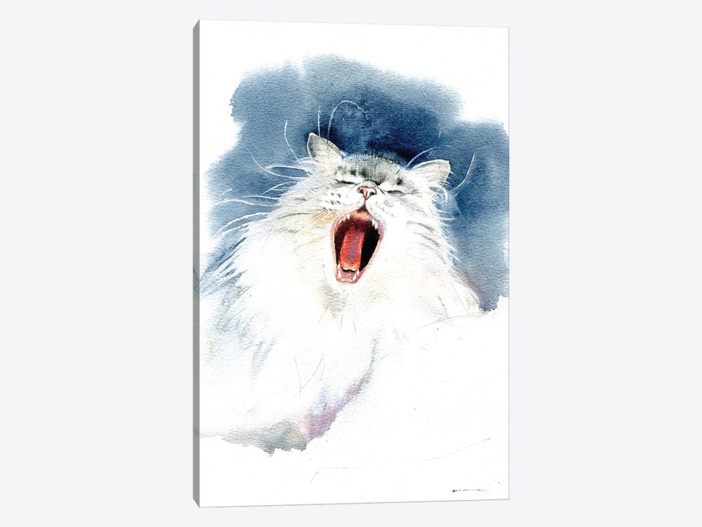 Yawning Cat by Marina Ignatova 1-piece Canvas Art