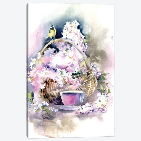 Basket With Lilacs Canvas Print #IGN89} by Marina Ignatova Art Print