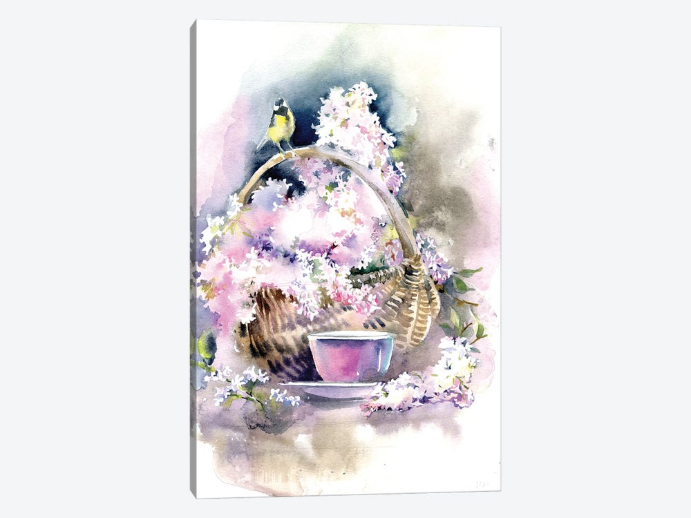 Basket With Lilacs by Marina Ignatova 1-piece Art Print