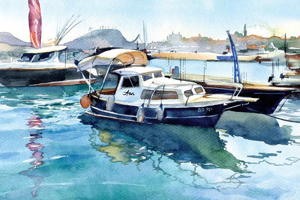 Intricate Watercolors: Boats II by Marina Ignatova