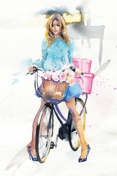Bike Girl by Marina Ignatova canvas print
