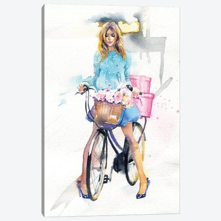 Bike Girl Canvas Print #IGN94} by Marina Ignatova Canvas Print