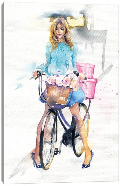 Bike Girl Canvas Art Print - Marina Ignatova