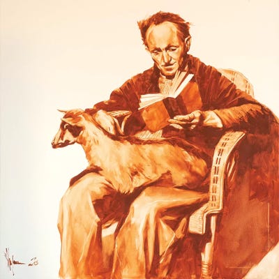 Old Man With Goat by Igor Shulman framed canvas print