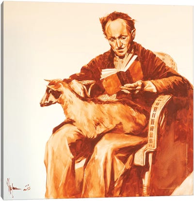 Old Man With Goat Canvas Art Print - Dark Academia