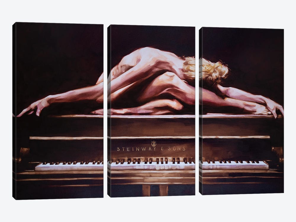 Nude On Piano II by Igor Shulman 3-piece Canvas Art