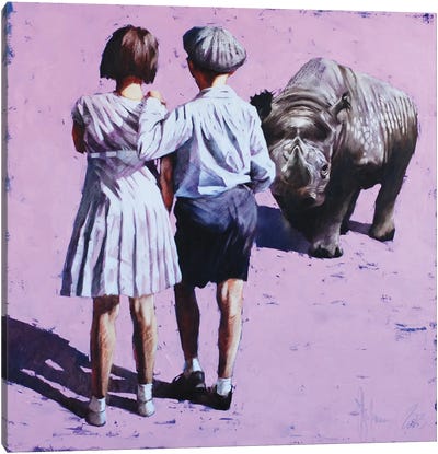 Journey To The Adult World Canvas Art Print - Rhinoceros Art