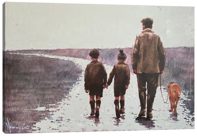 Walking To The Home Canvas Art Print - Family Art