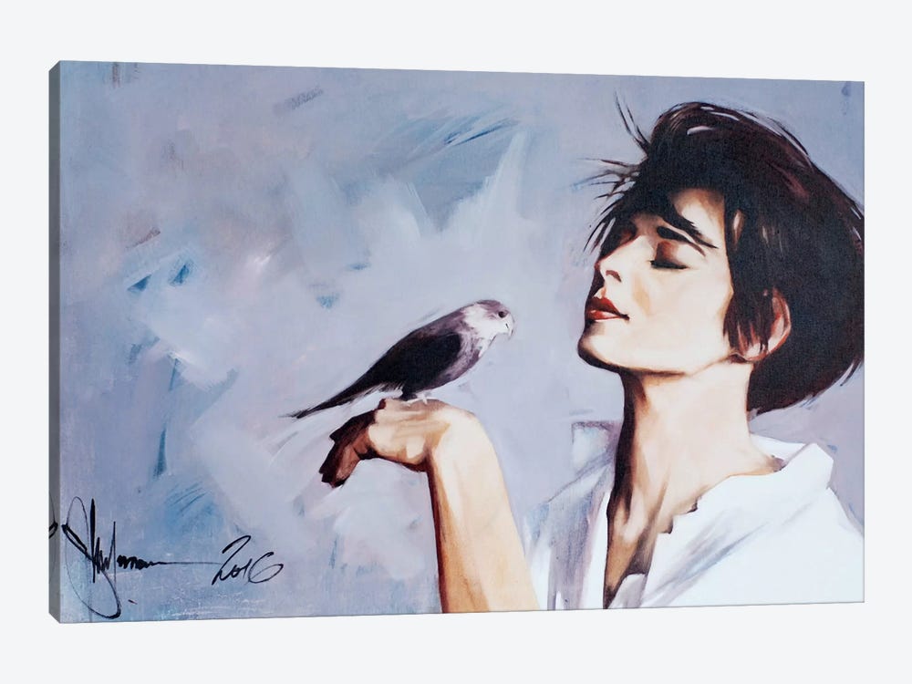Girl With Bird by Igor Shulman 1-piece Canvas Wall Art
