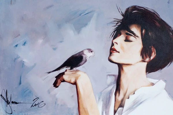 Igor Shulman: Girl With Bird by Igor Shulman