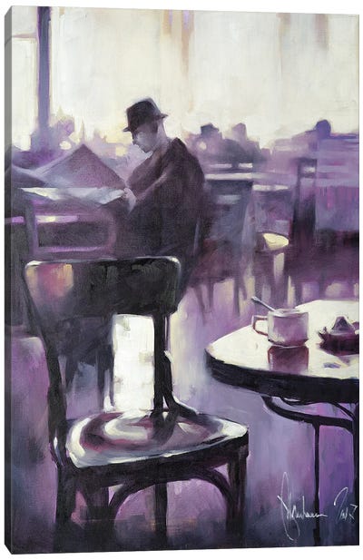 Morning Newspaper Canvas Art Print - Cafe Art