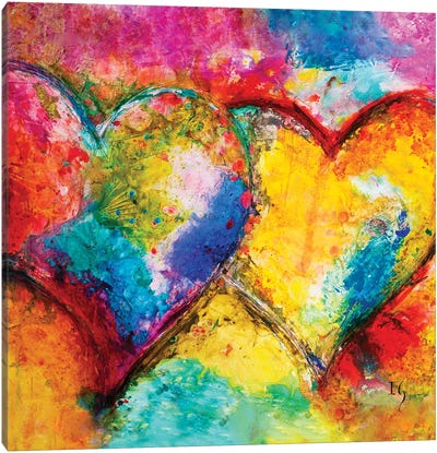 Two Hearts Canvas Art Print - Heart Art