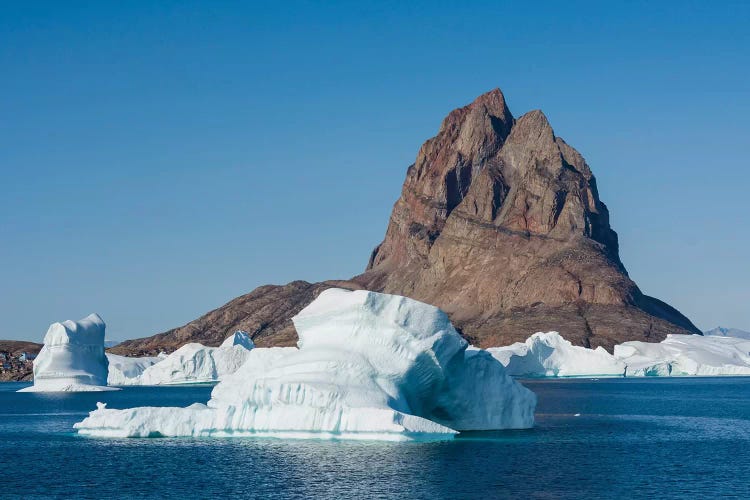 Greenland. Uummannaq. Uummannaq Mountain And Iceberg.