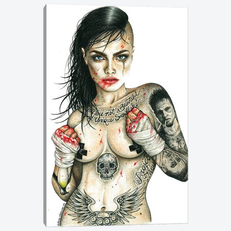 Fight Club Girl Canvas Print #IIK13} by Inked Ikons Canvas Wall Art