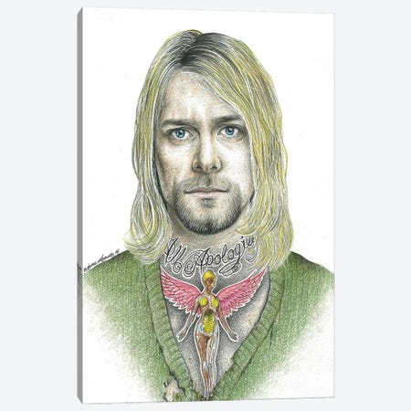 Kurt Cobain Canvas Print #IIK25} by Inked Ikons Canvas Artwork