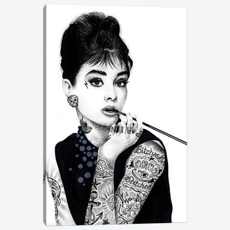 Audrey Hepburn Canvas Print #IIK3} by Inked Ikons Art Print