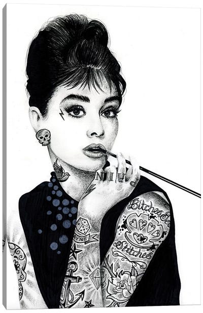 Audrey Hepburn Canvas Art Print - Sixties Nostalgia Art