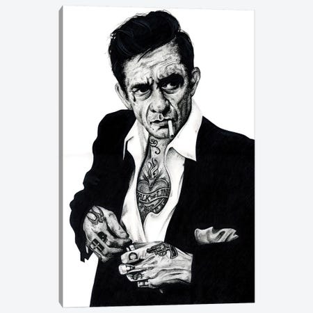 Johnny Cash Canvas Print #IIK51} by Inked Ikons Canvas Artwork