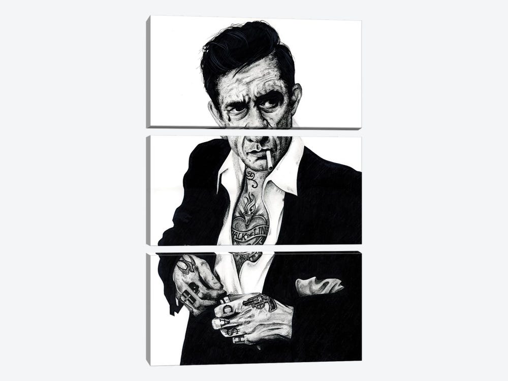 Johnny Cash by Inked Ikons 3-piece Canvas Art Print