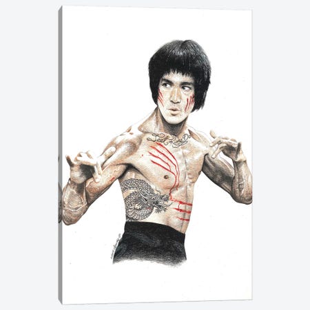 Bruce Lee Canvas Print #IIK7} by Inked Ikons Canvas Wall Art