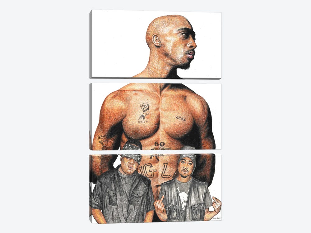 2Pac And Biggie by Inked Ikons 3-piece Canvas Print