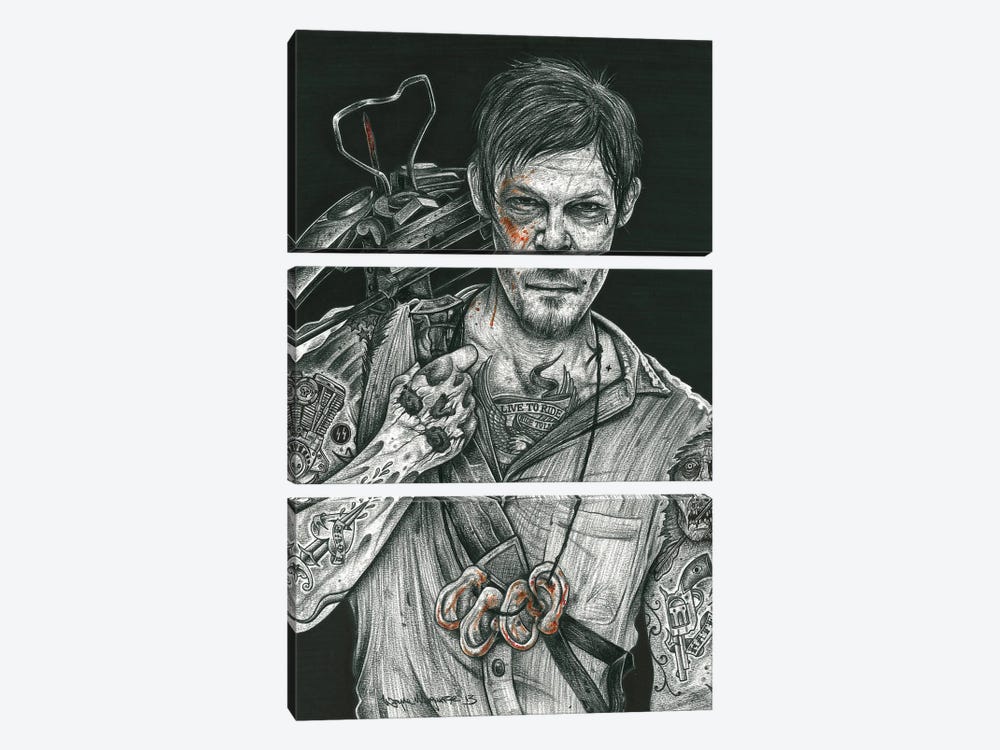 Daryl Dixon by Inked Ikons 3-piece Canvas Wall Art
