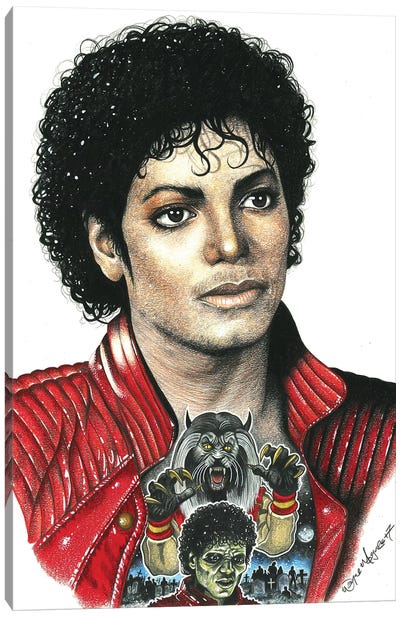 Thriller MJ Canvas Art Print - Hyper-Realistic & Detailed Drawings
