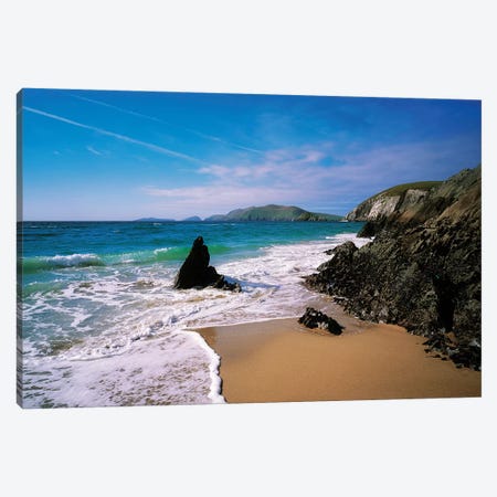 Dingle Peninsula, Slea Head,Coumenoole Beach, Blasket Islands Background,Co Kerry,Ireland. Canvas Print #IIM32} by Irish Image Collection Canvas Wall Art