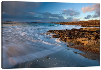 Glassillaun Beach, Co Galway, Ireland, Rock Strata Along Glassillaun Beach Canvas Art Print - Irish Image Collection