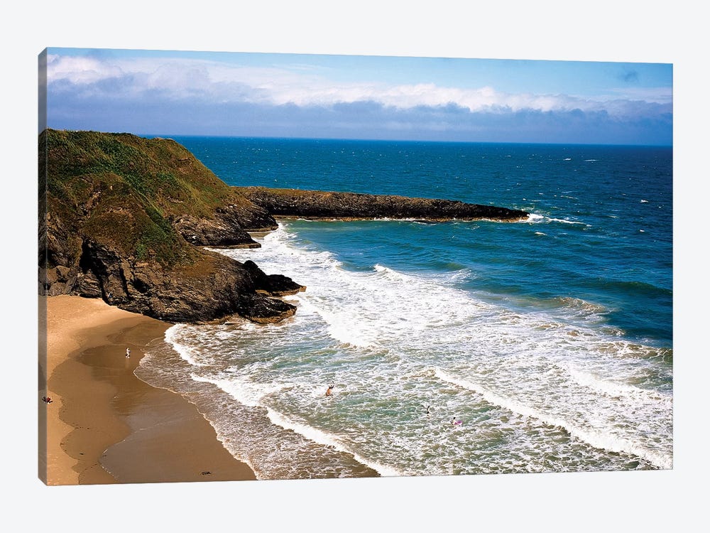 Silver Strand, Co Wicklow, Ireland, People On The Beach On The Atlantic by Irish Image Collection 1-piece Canvas Wall Art