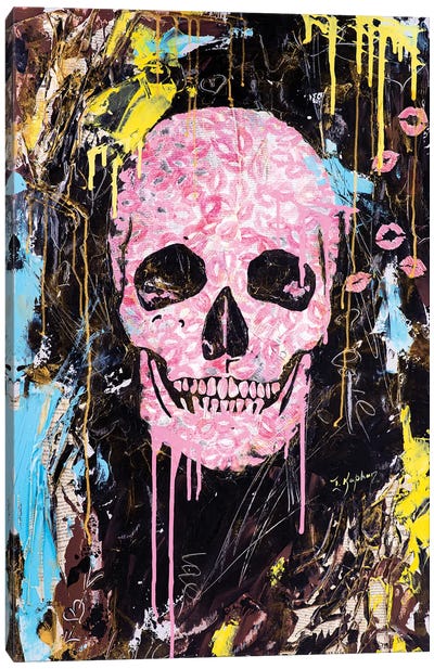 Skull Kiss Canvas Art Print - Iness Kaplun