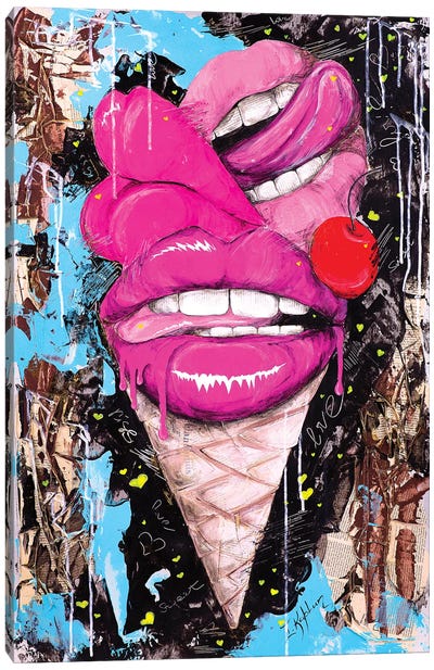 Lips Cream Canvas Art Print - Ice Cream & Popsicle Art