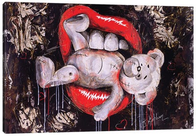 White Bear Canvas Art Print - Lips Art