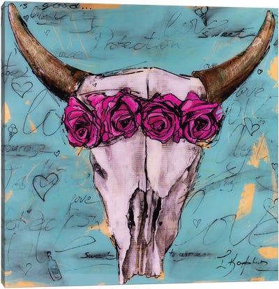 Bull Skull Canvas Art Print - Iness Kaplun