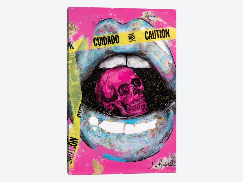 Caution Lips by Iness Kaplun 1-piece Canvas Print
