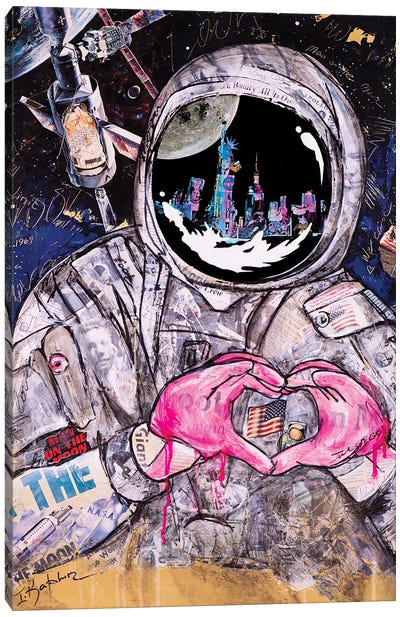 Over the Moon Canvas Art Print - Astronaut Art