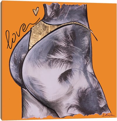 Orange Palm Tree Love Canvas Art Print - Iness Kaplun