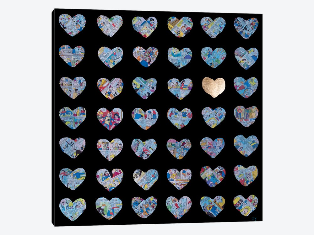Hearts On Black by Iness Kaplun 1-piece Canvas Print