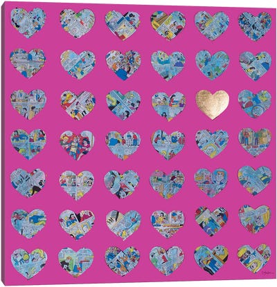 Hearts On Pink Canvas Art Print - Iness Kaplun