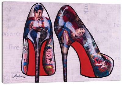 Superman Heels Canvas Art Print - Comic Book Character Art