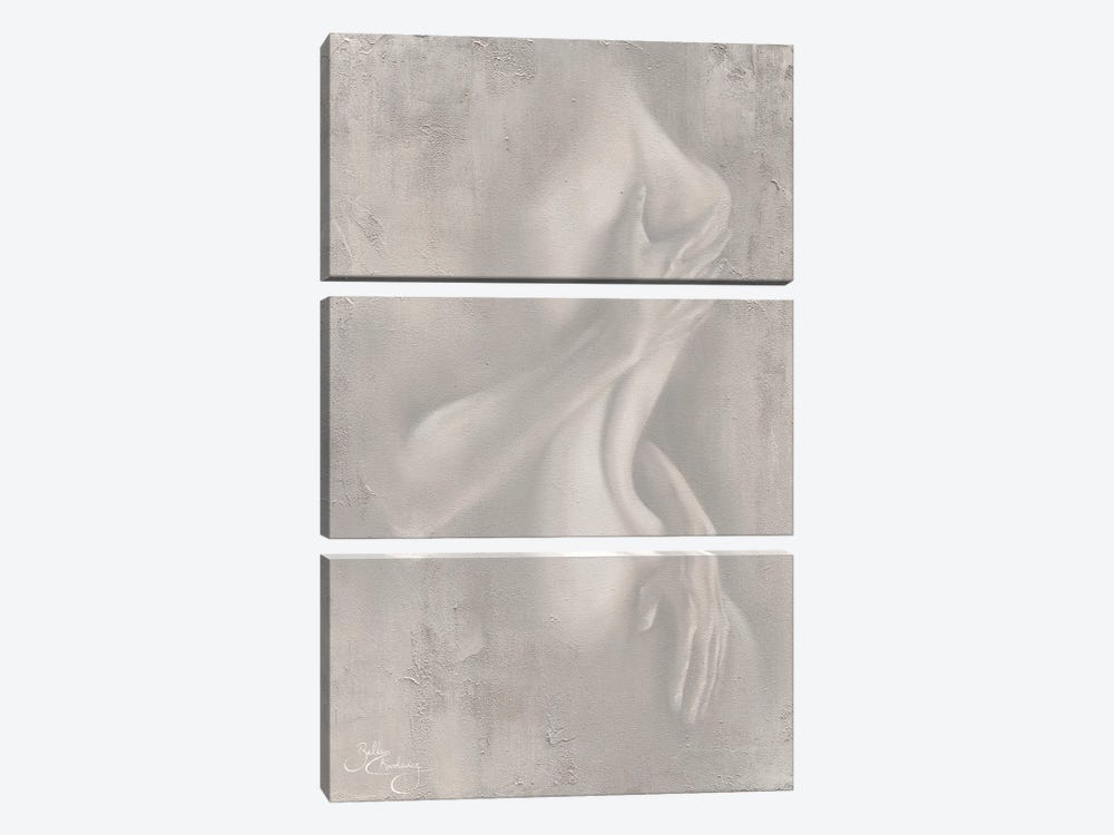 Emerge, Soft Grey - Portrait by Isabella Karolewicz 3-piece Canvas Wall Art