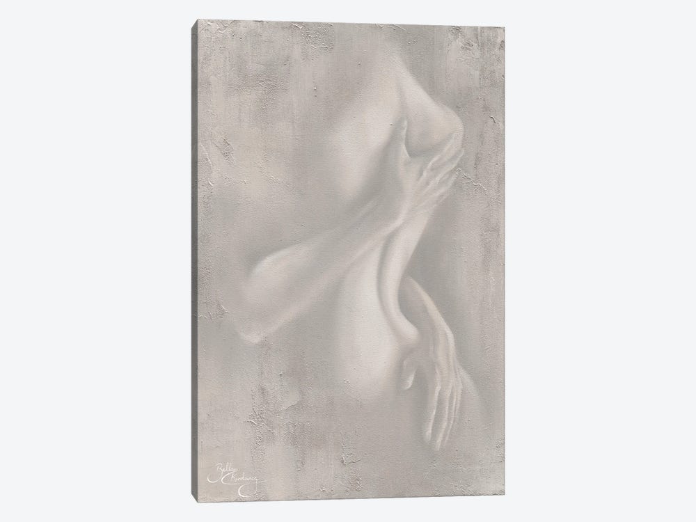 Emerge, Soft Grey - Portrait by Isabella Karolewicz 1-piece Canvas Wall Art