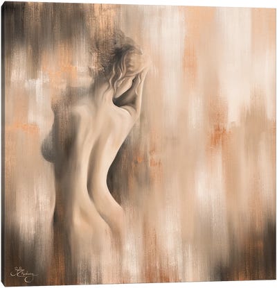 Immersed - Square Canvas Art Print - Blue Nude Collection