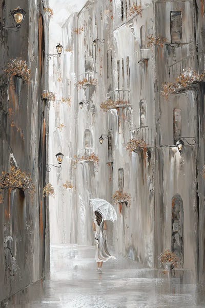 Umbrellas: Golden Peace, Paris Street Scene by Isabella Karolewicz