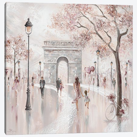Arc De Triomphe, Paris Street Scene Canvas Print #IKW214} by Isabella Karolewicz Canvas Wall Art
