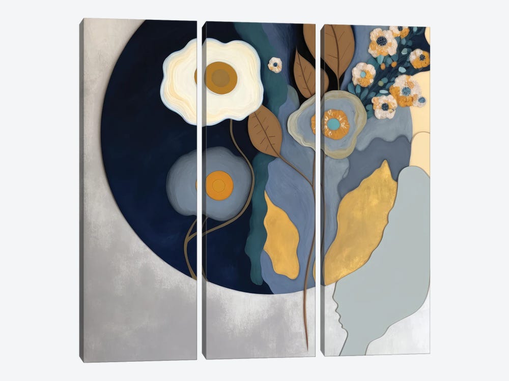Modern Midnight Bloom I by Isabella Karolewicz 3-piece Canvas Wall Art