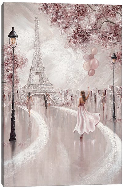 Blushed, Parisian Dreams Canvas Art Print - Famous Buildings & Towers