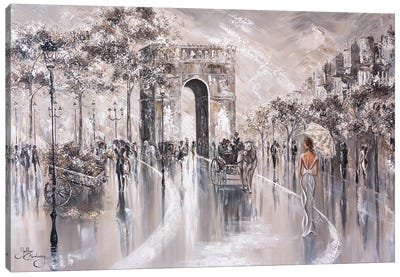 Vintage Glimpse, Paris Canvas Art Print - Arc de Triomphe